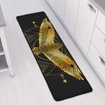 Golden Spiritual Bird Print Long Kitchen Mat