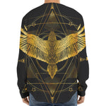 Golden Spiritual Bird Print Long Sleeve Baseball Jersey