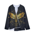 Golden Spiritual Bird Print Long Sleeve Short Coat