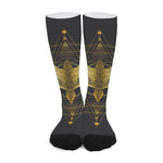 Golden Spiritual Bird Print Long Socks