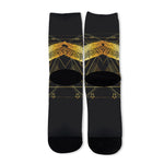Golden Spiritual Bird Print Long Socks
