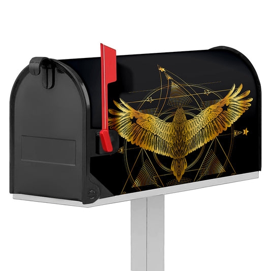 Golden Spiritual Bird Print Mailbox Cover
