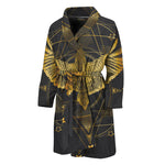 Golden Spiritual Bird Print Men's Bathrobe