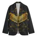 Golden Spiritual Bird Print Men's Blazer