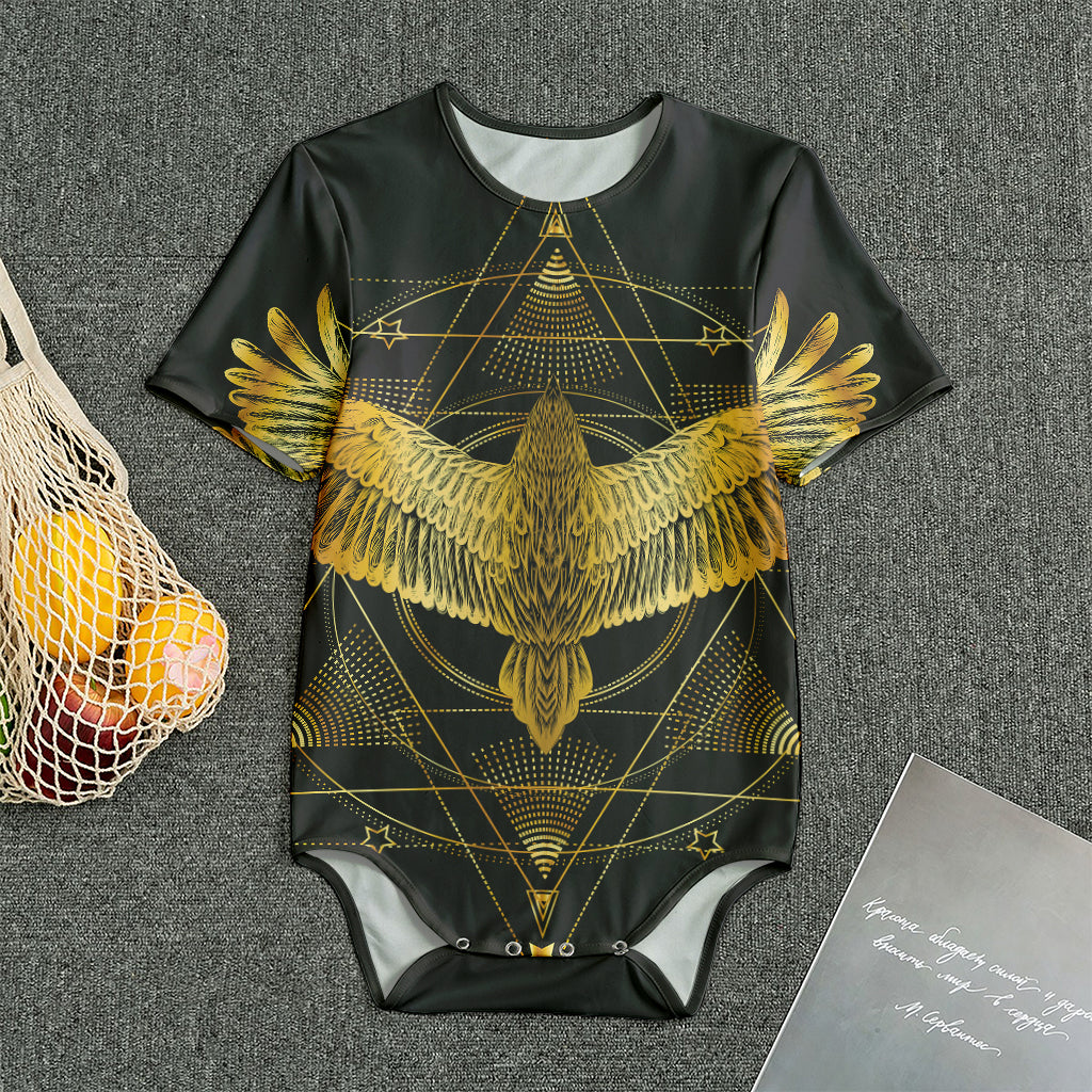 Golden Spiritual Bird Print Men's Bodysuit