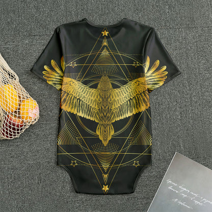 Golden Spiritual Bird Print Men's Bodysuit