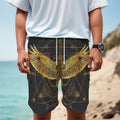 Golden Spiritual Bird Print Men's Cargo Shorts