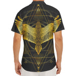 Golden Spiritual Bird Print Men's Deep V-Neck Shirt