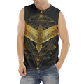 Golden Spiritual Bird Print Men's Fitness Tank Top