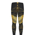 Golden Spiritual Bird Print Men's Leggings