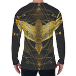Golden Spiritual Bird Print Men's Long Sleeve T-Shirt