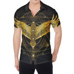 Golden Spiritual Bird Print Men's Shirt