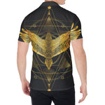 Golden Spiritual Bird Print Men's Shirt