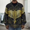 Golden Spiritual Bird Print Men's Shirt Jacket