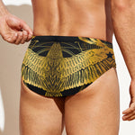 Golden Spiritual Bird Print Men's Swim Briefs