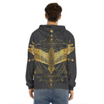 Golden Spiritual Bird Print Men's Velvet Pullover Hoodie
