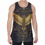 Golden Spiritual Bird Print Men's Velvet Tank Top