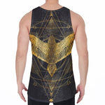 Golden Spiritual Bird Print Men's Velvet Tank Top