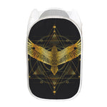 Golden Spiritual Bird Print Mesh Laundry Hamper