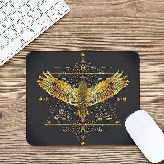Golden Spiritual Bird Print Mouse Pad