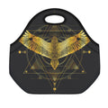 Golden Spiritual Bird Print Neoprene Lunch Bag