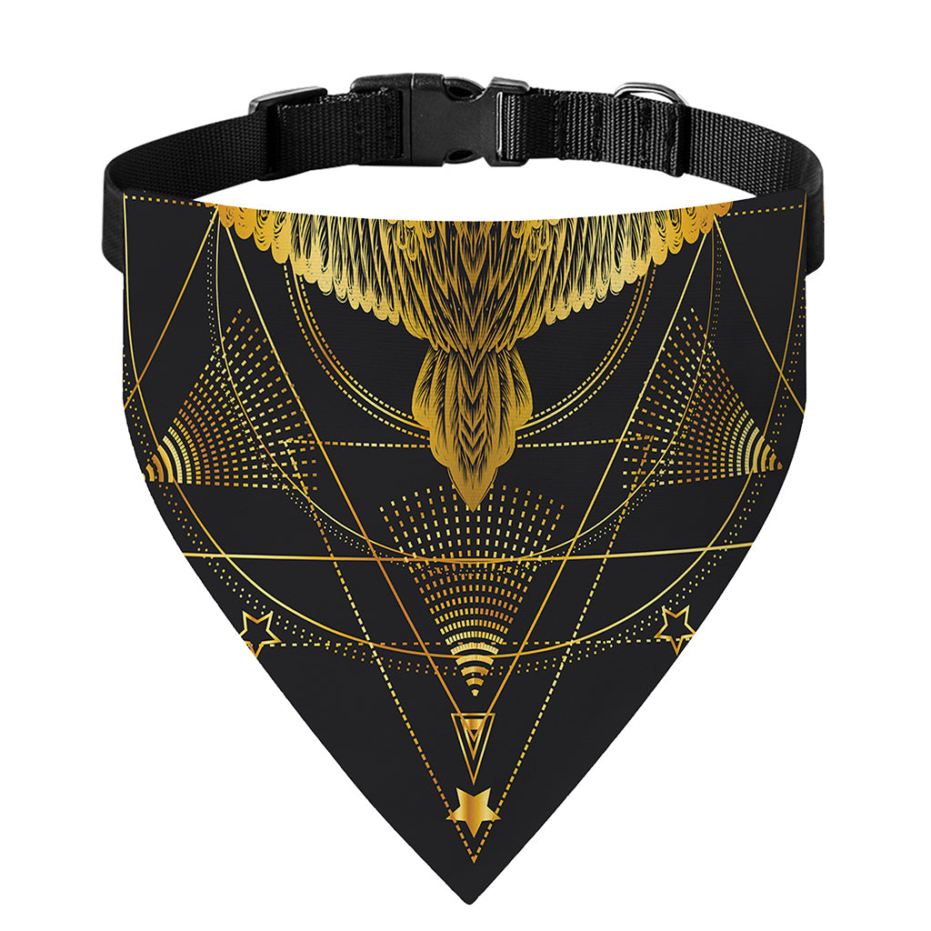 Golden Spiritual Bird Print Over The Collar Dog Bandana