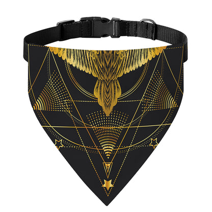 Golden Spiritual Bird Print Over The Collar Dog Bandana