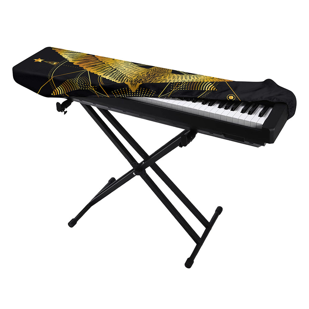 Golden Spiritual Bird Print Piano Keyboard Cover