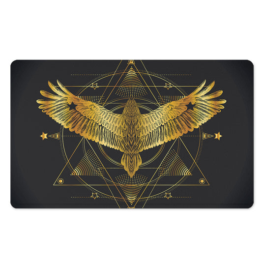 Golden Spiritual Bird Print Polyester Doormat