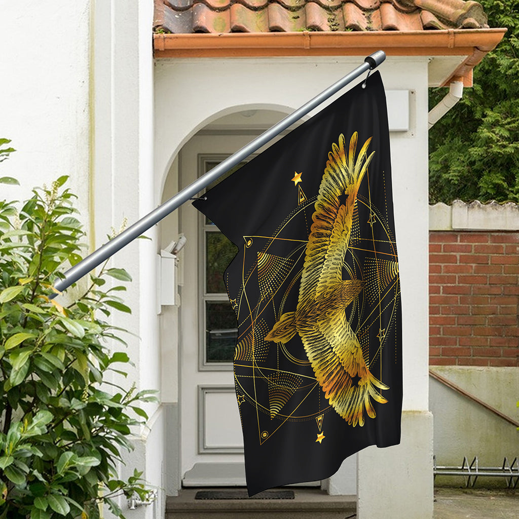 Golden Spiritual Bird Print Polyester Flag