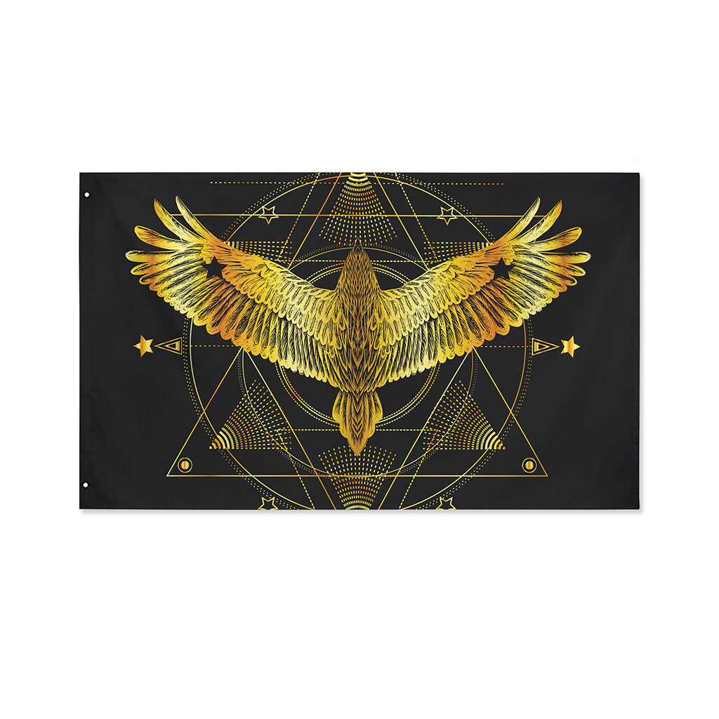 Golden Spiritual Bird Print Polyester Flag