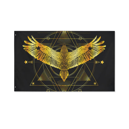 Golden Spiritual Bird Print Polyester Flag