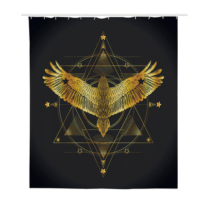 Golden Spiritual Bird Print Polyester Shower Curtain