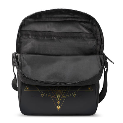 Golden Spiritual Bird Print Rectangular Crossbody Bag