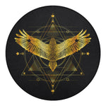 Golden Spiritual Bird Print Round Blanket