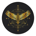 Golden Spiritual Bird Print Round Floor Mat