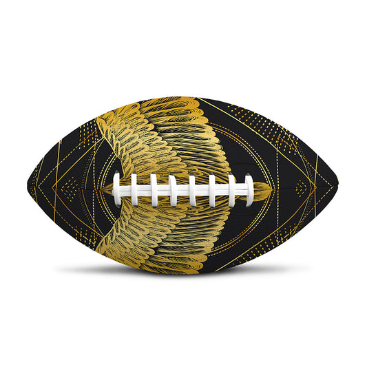 Golden Spiritual Bird Print Rugby Ball