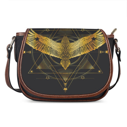 Golden Spiritual Bird Print Saddle Bag
