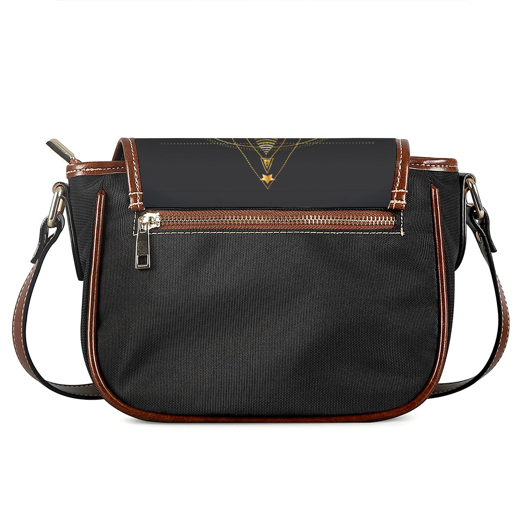 Golden Spiritual Bird Print Saddle Bag