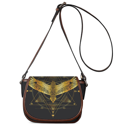 Golden Spiritual Bird Print Saddle Bag