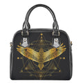 Golden Spiritual Bird Print Shoulder Handbag
