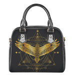 Golden Spiritual Bird Print Shoulder Handbag