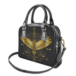 Golden Spiritual Bird Print Shoulder Handbag