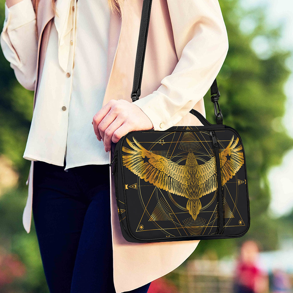 Golden Spiritual Bird Print Shoulder Strap Bible Bag