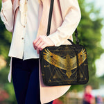 Golden Spiritual Bird Print Shoulder Strap Bible Bag