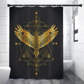 Golden Spiritual Bird Print Shower Curtain