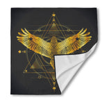 Golden Spiritual Bird Print Silk Bandana