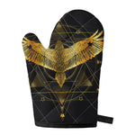 Golden Spiritual Bird Print Single Oven Mitt