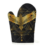 Golden Spiritual Bird Print Single Oven Mitt