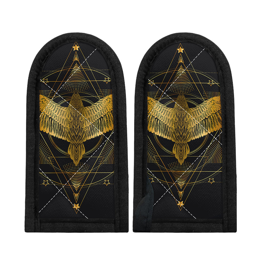 Golden Spiritual Bird Print Skillet Handle Cover